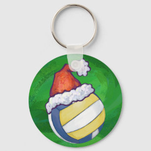 Porte-clés Volley-ball avec Casquette de Noël