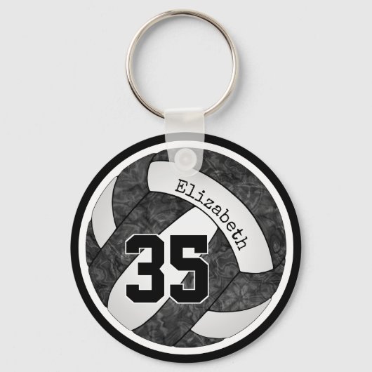 Porte-clés volley-ball avec noir blanc équipe couleurs nombre (Recto)