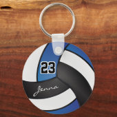 Porte-clés Volley-ball bleu, blanc et noir - Personnaliser (Recto)