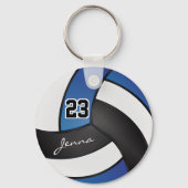 Porte-clés Volley-ball bleu, blanc et noir - Personnaliser (Verso)