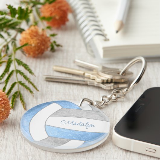 Porte-clés volley-ball bleu clair (Devant droit)