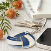 Porte-clés Volley-ball bleu foncé et blanc (Devant droit)