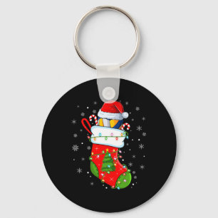 Porte-clés Volley-ball Dans Chaussettes De Noël Drôle Père No