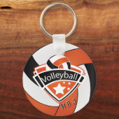 Porte-clés Volley-ball - Monogramme - Orange, Blanc & Noir (Recto)