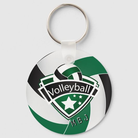 Porte-clés Volley-ball - Monogramme - Vert, Blanc et Noir (Recto)