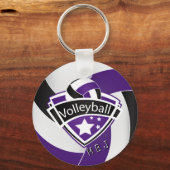 Porte-clés Volley-ball - Monogramme - violet, blanc et noir (Recto)