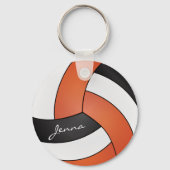 Porte-clés Volley-ball orange, blanc et noir (Recto)