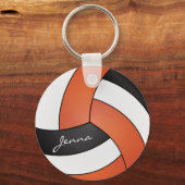 Porte-clés Volley-ball orange, blanc et noir (Recto)