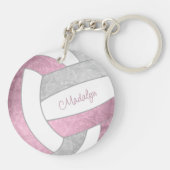 Porte-clés volley-ball personnalisé rose pâle (Dos)