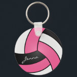 Porte-clés Volley-ball rose, blanc et noir<br><div class="desc">Porte - clé de volley-ball rose, blanc et noir prêt à vous personnaliser. Vous pouvez le personnaliser avec votre nom d'autographe. Beaucoup de couleurs sont disponibles... si vous ne trouvez pas votre couleur, contactez-moi pour obtenir de l'aide. Remarque : Toutes les zones de modèle n'ont pas besoin d'être modifiées. 📌...</div>