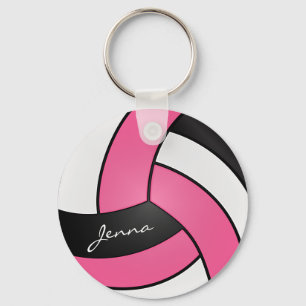 Porte-clés Volley-ball rose, blanc et noir