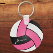 Porte-clés Volley-ball rose, blanc et noir (Verso)