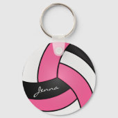 Porte-clés Volley-ball rose, blanc et noir (Verso)
