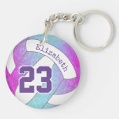 Porte-clés volley-ball rose violet bleu (Dos)