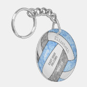 Porte-clés Volley-ball sur mesure bleu clair gris (Devant gauche)