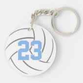 Porte-clés Volley-ball sur mesure bleu clair gris (Dos)