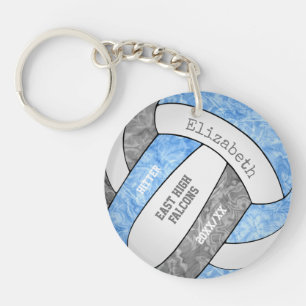 Porte-clés Volley-ball sur mesure bleu clair gris