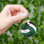 Porte-clés Volley-ball vert foncé, blanc et noir<br><div class="desc">Porte - clé de volley-ball noir, blanc et vert foncé prêt à vous personnaliser. Vous pouvez le personnaliser avec votre nom d'autographe. Beaucoup de couleurs sont disponibles... si vous ne trouvez pas votre couleur, contactez-moi pour obtenir de l'aide. Remarque : Toutes les zones de modèle n'ont pas besoin d'être modifiées....</div>