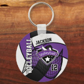 Porte-clés Volley-ball - violet, noir et blanc (Recto)