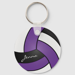 Porte-clés Volley violet, blanc et noir