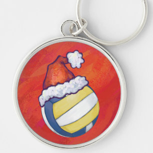 Porte-clés Volleyball avec chapeau de Noël