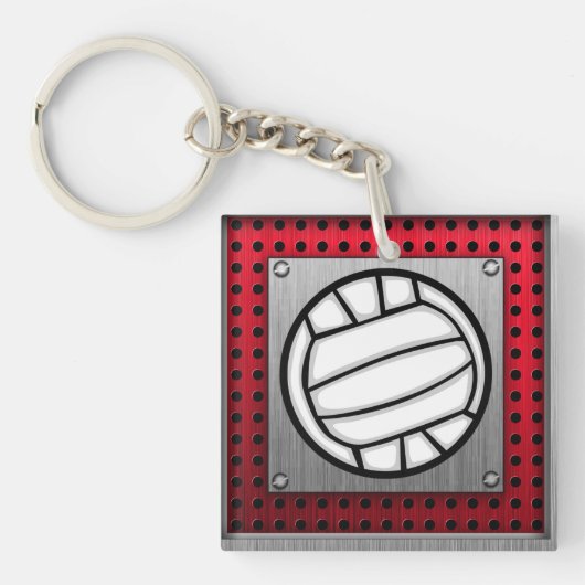 Porte-clés Volleyball balayé de regard en métal (Devant)