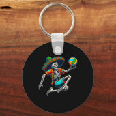 Porte-clés Volleyball Squelette Mexicain Sombrero Cinco De Ma (Recto)