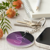 Porte-clés Vos initiales de chevauchement | Moderne violet et (Devant droit)