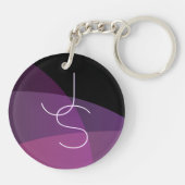 Porte-clés Vos initiales de chevauchement | Moderne violet et (Dos)