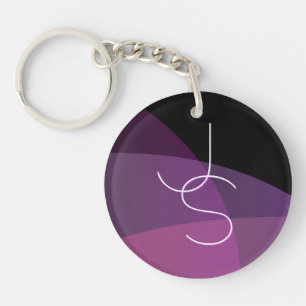 Porte-clés Vos initiales de chevauchement Moderne violet et