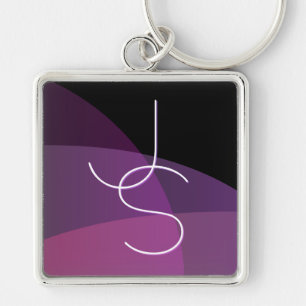 Porte-clés Vos initiales de chevauchement Moderne violet et
