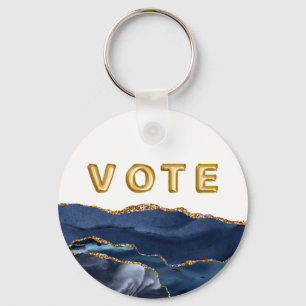 Porte-clés Vote bleu patriotique Agate Gold