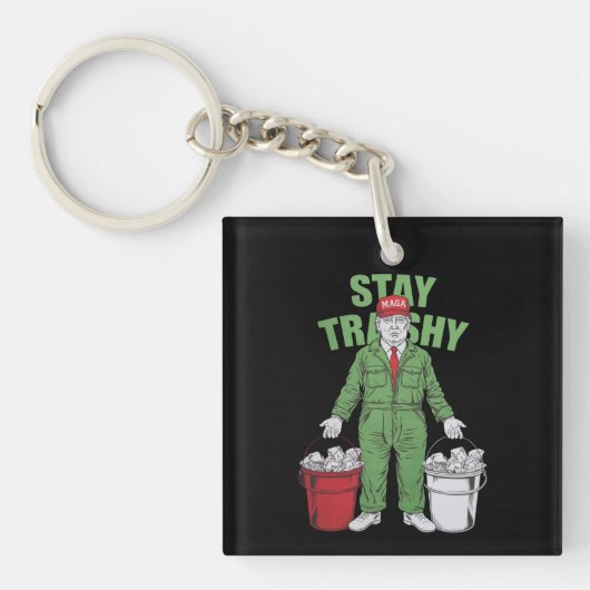 Porte-clés Vote Trump Garbage Man Stay Trashy 2024 Election (Devant)
