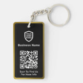 Porte-clés Votre entreprise de logo | QR Code Modern Gold Bor (Dos)