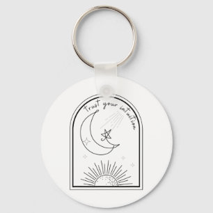 Porte-clés Votre intuition Boho Stars Moon Abstrait Line Art