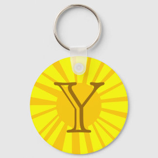 Porte-clés Votre Lettre. Monogramme de rayons solaires jaunes