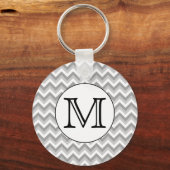Porte-clés Votre Lettre. Monogramme Motif de Zigzag gris. (Recto)