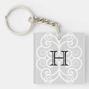 Porte-clés Votre lettre. Monogramme noir/blanc de remous.