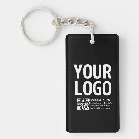 Porte-clés Votre logo avec code QR et texte modifiables (Devant)