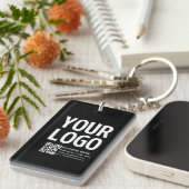Porte-clés Votre logo avec code QR et texte modifiables (Devant droit)