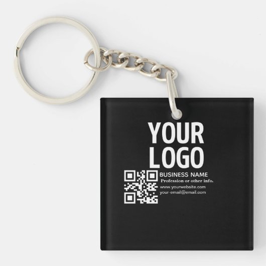 Porte-clés Votre logo avec code QR et texte modifiables (Devant)