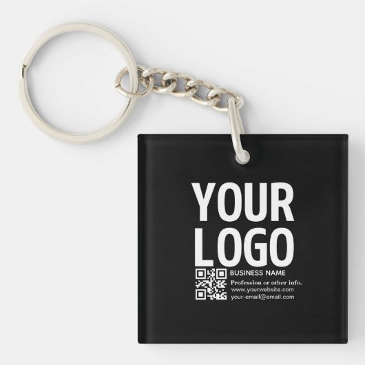 Porte-clés Votre logo avec code QR et texte modifiables  (Devant)