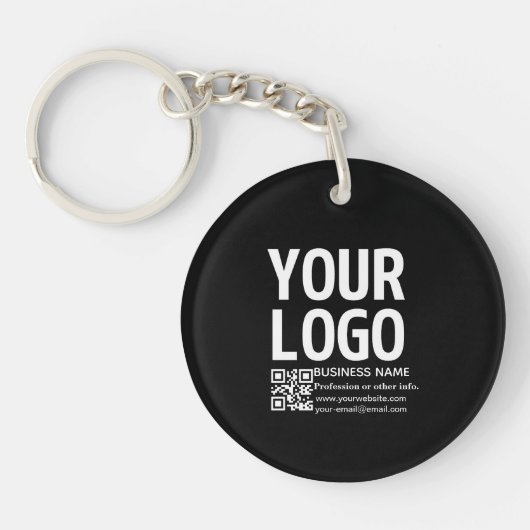 Porte-clés Votre logo avec code QR et texte modifiables (Devant)