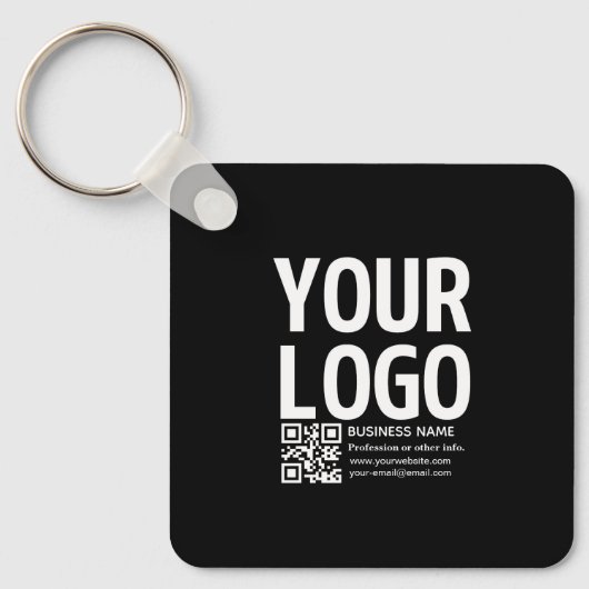 Porte-clés Votre logo avec code QR et texte modifiables (Recto)