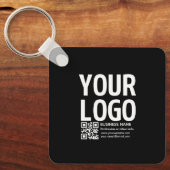 Porte-clés Votre logo avec code QR et texte modifiables (Recto)