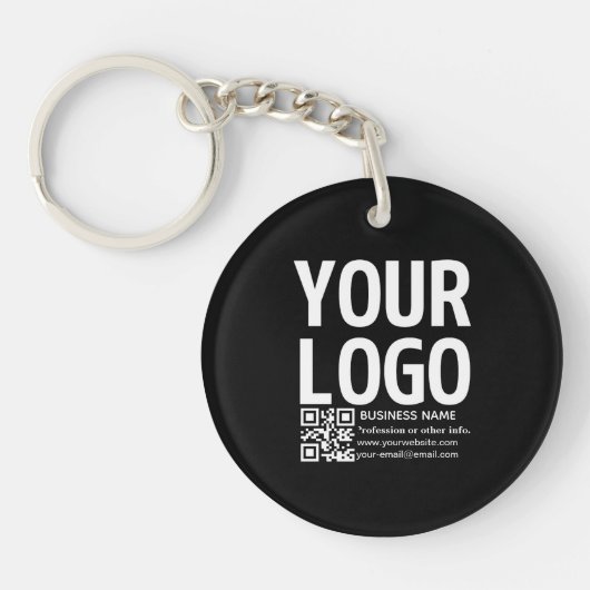 Porte-clés Votre logo avec code QR et texte modifiables (Devant)