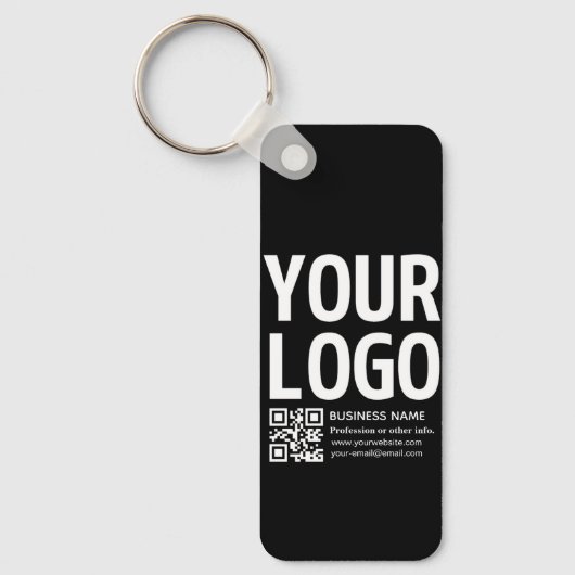 Porte-clés Votre logo avec code QR et texte modifiables (Recto)