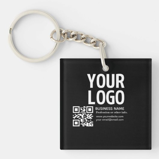 Porte-clés Votre logo avec code QR et texte modifiables (Devant)