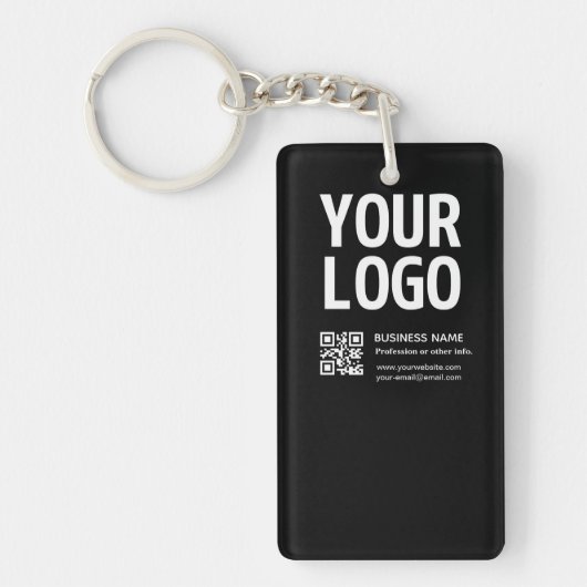 Porte-clés Votre logo avec code QR et texte modifiables (Devant)