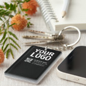 Porte-clés Votre logo avec code QR et texte modifiables (Devant droit)